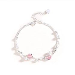 ONDIAN Armbänder für Damen S925 Silber Pink Cat Claw Armband weibliche kleine frische doppellagige Boxkette für Geburtstag von ONDIAN