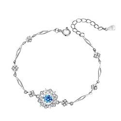 ONDIAN Armbänder für Damen S925 Sterling Silber Smart Snowflake Armband Damen Einfach Vielseitig Temperament für Geburtstag (Farbe : Blue stone, Size : 15.5+4cm) von ONDIAN