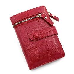 ONDIAN Damen Geldbörse Damen-Geldbörse aus PU-Leder mit kurzem Reißverschluss Geldbörse Damen Klein (Farbe : rot, Size : 10x3x14cm) von ONDIAN