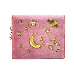 ONDIAN Damen Geldbörse Damen-Pack Velvet Starry Short Wallet Galaxy-Kartenhalter aus Metall Geldbörse Damen Klein (Farbe : B, Size : 8.5x10x2.5cm) von ONDIAN