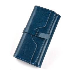 ONDIAN Damen Lange Geldbörse Damen Geldbörse Münztasche Handtasche Kartentasche Tasche Trifold Bag Damen Geldbörse, blau, 19.5x10.5x3cm von ONDIAN