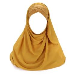 ONDIAN Damen Turbanmütze Wickelkopf-Sarong, universeller Chiffon-Kopfschal, untere Mütze Kopftuch für Frauen (Farbe : Gelb, Size : One Size) von ONDIAN