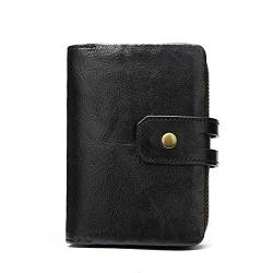 ONDIAN Geldbörse für Herren Geldbörse Herren Mini Kurze Geldbörse Leder Kreditkarteninhaber Geldbörse (Farbe : Black, Size : 9x12.5x4cm) von ONDIAN