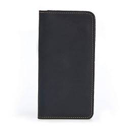 ONDIAN Geldbörse für Herren Lange Herren-Geldbörse aus Leder mit Ausweisfenster, Clutch Bag Business (Farbe : Black, Size : 9x18x1.5cm) von ONDIAN