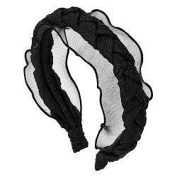 ONDIAN Haarreifen für Damen Haarschmuck aus Netzspitze, gewebt, einfache Haarbänder Stirnbänder (Farbe : Black, Size : 16x14.5cm) von ONDIAN