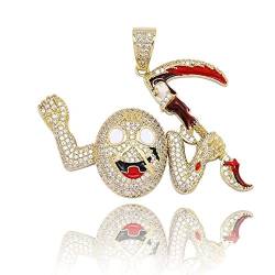 ONDIAN Halskette, Hip-Hop-Cluster-Kette, simulierte Diamant-Halskette, Todessichel, CZ-Anhänger für Männer von ONDIAN