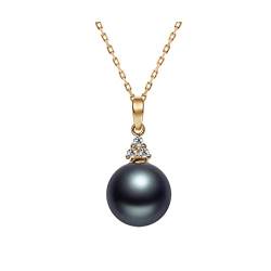 ONDIAN Halskette mit schwarzem Perlenanhänger, 18 Karat natürlicher Tahiti-Perlen, Halskette in AAAA-Qualität, hypoallergen, feiner Schmuck für Frauen, Weihnachten, Geburtstag von ONDIAN