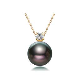 ONDIAN Halskette mit schwarzem Perlenanhänger, 18 Karat natürlicher Tahiti-Perlen, Halskette in AAAA-Qualität, hypoallergen, feiner Schmuck für Frauen, Weihnachten, Geburtstag von ONDIAN