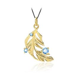 ONDIAN Halsketten 18K Gelb gefüllte Blatt-Halskette Natürliche Schweizer Blautopas-Halskette Damen Exquisite elegante Halskette Damen-Halskette von ONDIAN