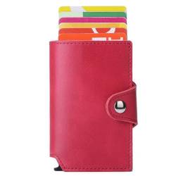 ONDIAN Kreditkartenetui Automatisches Pop-up-Kartenetui aus Leder mit Mehreren Kartenhaltern für Frauen Männer (Farbe : rot, Size : 10x6.5x1.5cm) von ONDIAN