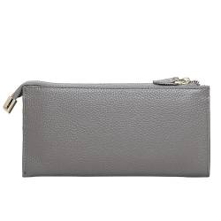 ONDIAN Lange Geldbörse Damen Leder-Geldbörse for Damen, Langer Clip, lässige Damen-Geldbörse, schlanke Geldbörse Damen Geldbörse (Farbe : Grey, Size : 19.5x10x0.5cm) von ONDIAN