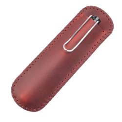 ONDIAN Leder Federmäppchen Vintage Leder Stifteetui Handgefertigte Nähte Aufbewahrungsstiftetui für Arbeit, Büro (Farbe : Wine red, Size : 16.6x5.3cm) von ONDIAN