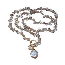 ONDIAN Lila Perlenoberteil, gebohrt, lange Perlenkette, lila Münzperlen-Anhänger, 91,4 cm von ONDIAN