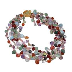 ONDIAN Stränge ES Jade Kristall Jaspis Mix-Color Edelsteine Stein Torsade Halskette von ONDIAN