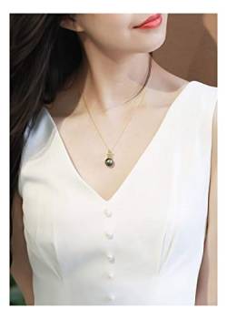 ONDIAN Uhr 18 Karat Perlenanhänger 9–10 mm schwarze Tahiti-Perlen-Anhänger-Halskette für Frauen Frau Mutter Tochter feiner Schmuck mit Geschenkbox von ONDIAN