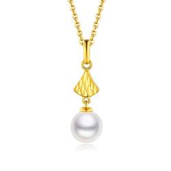 ONDIAN Weiße Perlen-Anhänger-Schmucksache-weibliche 18K elegante Tropfen-Halskette runde Süßwasserperle von ONDIAN