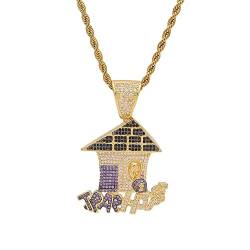 ONDIAN Zubehör-Halskette, Anhänger, 18 Karat vergoldete Kette, Bling CZ, simulierter Diamant, Hip-Hop-Halskette für Männer und Frauen von ONDIAN