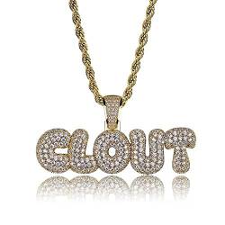 ONDIAN Zubehör-Halskette, Unisex-Hip-Hop-Diamant-Eis-Out-Bling-Halskette mit individuellem Blasenbuchstaben-Anhänger und Seilkette von ONDIAN
