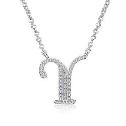 ONDIAN Zubehör-Halskette, exquisite Iced Out Bling AZ Initial Name Charm Anhänger Kette Geschenk weiß plattierte Halskette für Frauen Mädchen von ONDIAN