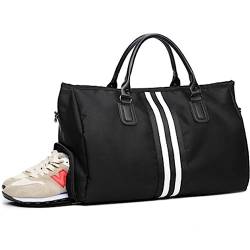 Sporttasche Gepäcktasche Herren Reisetasche Leichte Sporttasche Reisetasche (Farbe : Black, Size : 46x28x22cm) von ONDIAN