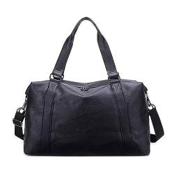 Sporttasche Handgepäcktasche, Turnbeutel aus PU-Leder Reisetasche (Farbe : Black, Size : 43x17x28cm) von ONDIAN