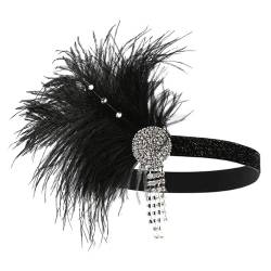 Vintage Feder Stirnband Feder-Haarband, Braut-Abschlussball-Performance-Kleid Themenparty (Farbe : Weiß, Size : One Size) von ONDIAN