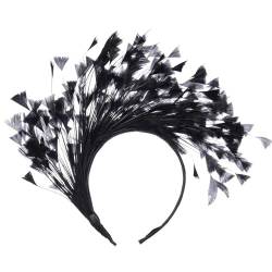Vintage Feder Stirnband Feder-Kopfschmuck, Abschlussball-Haar-Party-Haarbänder, Abschlussball-Teeparty-Dekoration Themenparty (Farbe : Black, Size : One Size) von ONDIAN