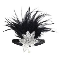 Vintage Feder Stirnband Feder-Kopfschmuck, Haar-Stirnbänder, Bankett-Party-Haarbänder Themenparty (Farbe : Silver, Size : One Size) von ONDIAN