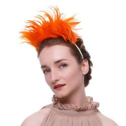 Vintage Feder Stirnband Feder-Kopfschmuck-Haarbänder, Party-Performance, Abschlussball-Haar Themenparty (Farbe : Orange, Size : One Size) von ONDIAN