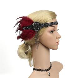 Vintage Feder Stirnband Vintage Feder-Haarbänder, Kristallperlen, Haarschmuck, Abschlussball, Party, Kopfschmuck Themenparty von ONDIAN