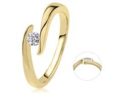 Diamantring ONE ELEMENT "0,15 ct Diamant Brillant Spannfassung Ring aus 585 Gelbgold" Fingerringe Gr. 52, Gelbgold 585-Diamanten, goldfarben (gold) Damen Diamantringe von ONE ELEMENT