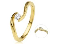 Diamantring ONE ELEMENT "0,15 ct Diamant Brillant Spannfassung Ring aus 750 Gelbgold" Fingerringe Gr. 58, Gelbgold 750-Diamanten, goldfarben (gold) Damen Diamantringe von ONE ELEMENT