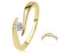 Diamantring ONE ELEMENT "0,20 ct Diamant Brillant Spannfassung Ring aus 585 Gelbgold" Fingerringe Gr. 52, Gelbgold 585-Diamanten, goldfarben (gold) Damen Diamantringe von ONE ELEMENT