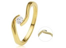 Diamantring ONE ELEMENT "0,20 ct Diamant Brillant Spannfassung Ring aus 750 Gelbgold" Fingerringe Gr. 54, Gelbgold 750-Diamanten, goldfarben (gold) Damen Diamantringe von ONE ELEMENT