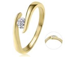 Diamantring ONE ELEMENT "0,25 ct Diamant Brillant Spannfassung Ring aus 585 Gelbgold" Fingerringe Gr. 52, Gelbgold 585-Diamanten, goldfarben (gold) Damen Diamantringe von ONE ELEMENT