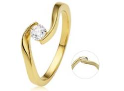 Diamantring ONE ELEMENT "0,25 ct Diamant Brillant Spannfassung Ring aus 585 Gelbgold" Fingerringe Gr. 54, Gelbgold 585-Diamanten, goldfarben (gold) Damen Diamantringe von ONE ELEMENT