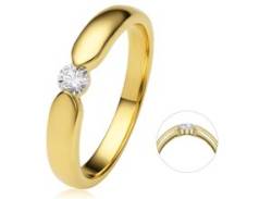 Diamantring ONE ELEMENT "0.17 ct Diamant Brillant Spannfassung Ring aus 750 Gelbgold" Fingerringe Gr. 57, Gelbgold 750-Diamanten, goldfarben (gold) Damen Diamantringe von ONE ELEMENT