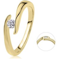 ONE ELEMENT Diamantring 0,15 ct Diamant Brillant Spannfassung Ring aus 585 Gelbgold, Damen Gold Schmuck Spannfassung von ONE ELEMENT