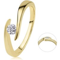 ONE ELEMENT Diamantring 0,20 ct Diamant Brillant Spannfassung Ring aus 585 Gelbgold, Damen Gold Schmuck Spannfassung von ONE ELEMENT