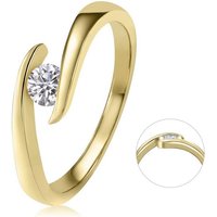 ONE ELEMENT Diamantring 0,25 ct Diamant Brillant Spannfassung Ring aus 585 Gelbgold, Damen Gold Schmuck Spannfassung von ONE ELEMENT