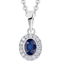 ONE ELEMENT Kette mit Anhänger 0,04 ct Diamant Brillant Safir Anhänger aus 585 Weißgold, Damen Schmuckset - Set mit verstellbarer Halskette von ONE ELEMENT