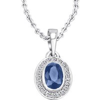 ONE ELEMENT Kette mit Anhänger 0,05 ct Diamant Brillant Safir Anhänger aus 585 Weißgold, Damen Schmuckset - Set mit verstellbarer Halskette von ONE ELEMENT