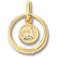 ONE ELEMENT Kettenanhänger Zirkonia Taufring mit Schutzengel Anhänger aus 333 Gelbgold, Damen Gold Schmuck Taufring mit Schutzengel von ONE ELEMENT