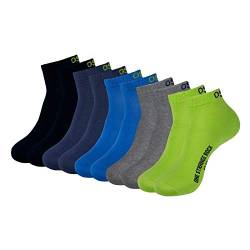 ONE STRANGE ROCK Herren Damen Quarter Socken Kurzsocken 5, 10, 15, 20, 30 Paar, Farbe:Blau/Grau/Grün - 5er Pack, Größe:39-42, Artikel:-201 frog on the water von ONE STRANGE ROCK