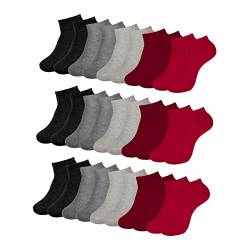 ONE STRANGE ROCK Herren Damen Sneaker Socken 5, 10, 15, 20, 30 Paar, Farbe:Grau/Rot - 15er Pack, Größe:43-46 von ONE STRANGE ROCK