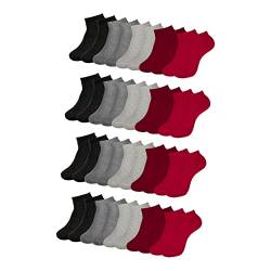 ONE STRANGE ROCK Herren Damen Sneaker Socken 5, 10, 15, 20, 30 Paar, Farbe:Grau/Rot - 20er Pack, Größe:35-38 von ONE STRANGE ROCK