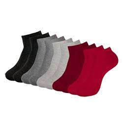 ONE STRANGE ROCK Herren Damen Sneaker Socken 5, 10, 15, 20, 30 Paar, Farbe:Grau/Rot - 5er Pack, Größe:35-38 von ONE STRANGE ROCK