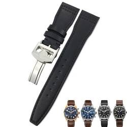 ONECMN 20 mm, 21 mm, 22 mm, Kalbsleder, Uhrenarmbänder für IWC Mark LE PETIT PRINCE IW327004 IW377714 Big Pilot Zubehör, Faltschließe, 20mm black buckle, Achat von ONECMN