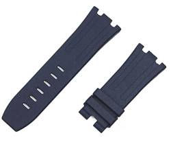 ONECMN 28 mm Uhrenarmband aus natürlichem Fluorkautschuk-Silikon, Uhrenarmband für AP-Armband für Audemars und Piguet Gürtel 15703 15710 15706 (Farbe: blaues Armband, Größe: 28 mm ohne Schnalle) von ONECMN