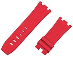 ONECMN 28 mm Uhrenarmband aus natürlichem Fluorkautschuk-Silikon, Uhrenarmband für AP-Armband für Audemars und Piguet Gürtel 15703 15710 15706 (Farbe: rotes Armband, Größe: 28 mm ohne Schnalle) von ONECMN